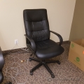 Black Leather High Back Adjustable Rolling Chair